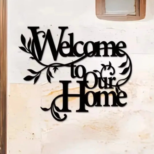 HELLOYOUNG Metal Welcome Home Sign Rustic Scrollwork