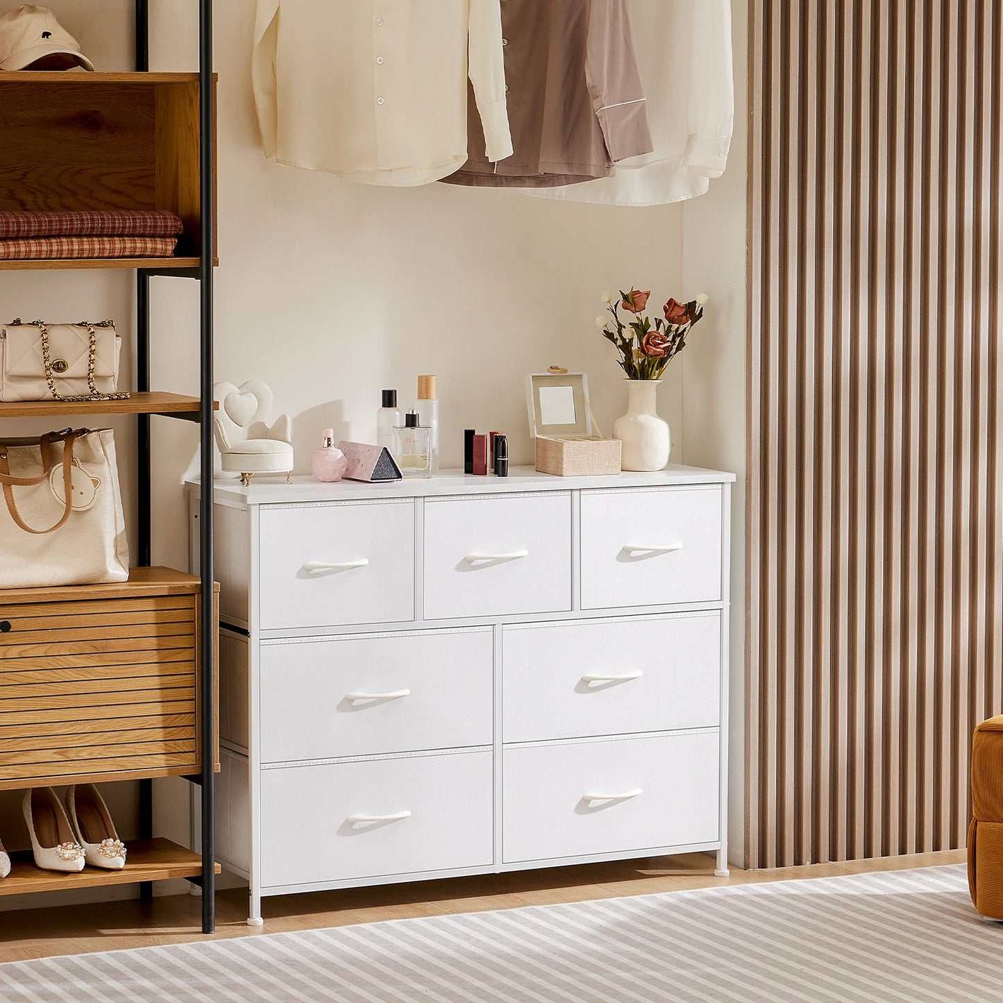 JHK Modern Wardrobe Cabinet With Fabric Drawers for Bedroom