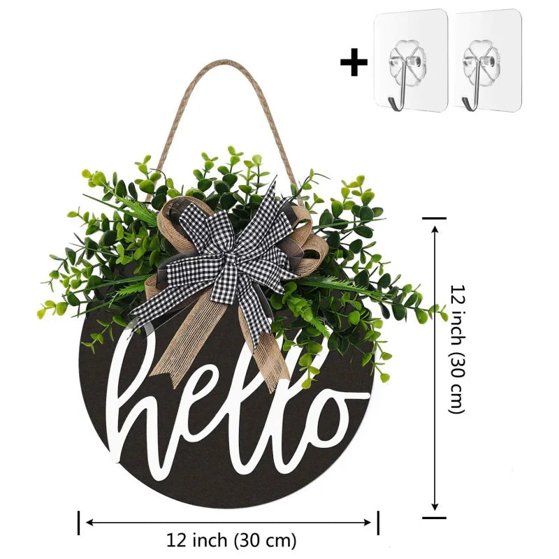 Hign Concerned Wooden Hello Welcome Sign Farmhouse Porch