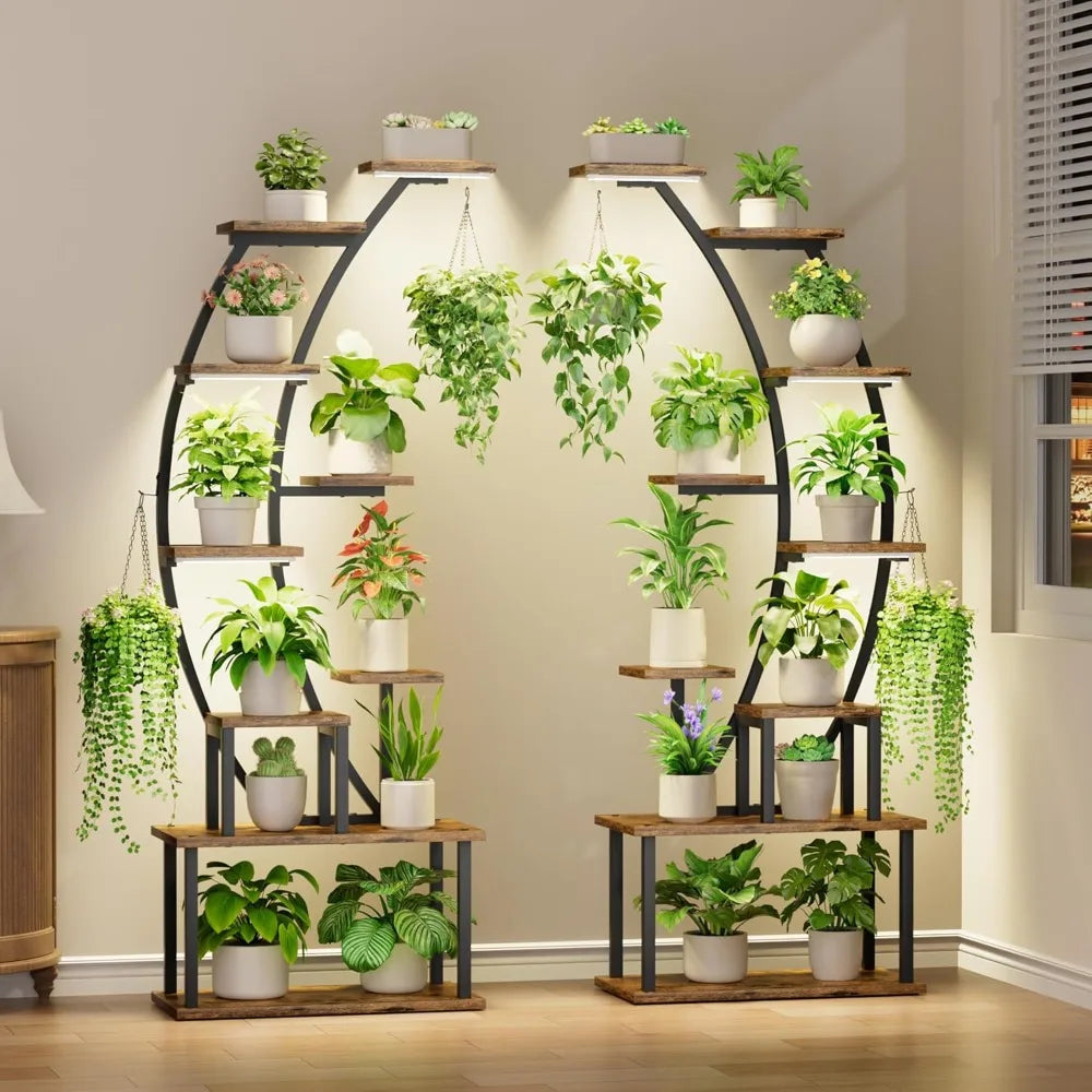 9 Tiered Plant Stand Indoor with Grow Lights, 64" Tall Plant Stand for Indoor Plants Multiple, Large Plant Rack Display Shelves