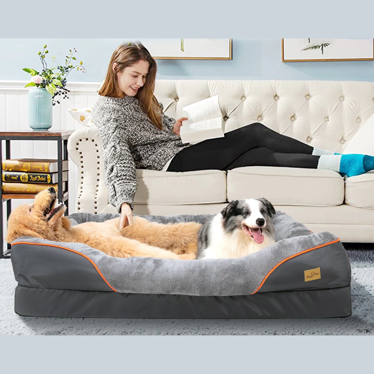 BINGOPAW Large Dog Bed Anti Allergy Warm Fleece Waterproof