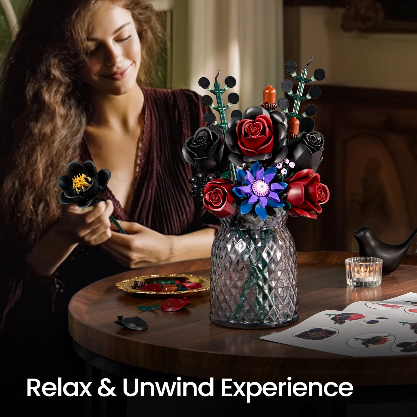 SupreOwls Bouquet Building Set Simulated Roses Flowers