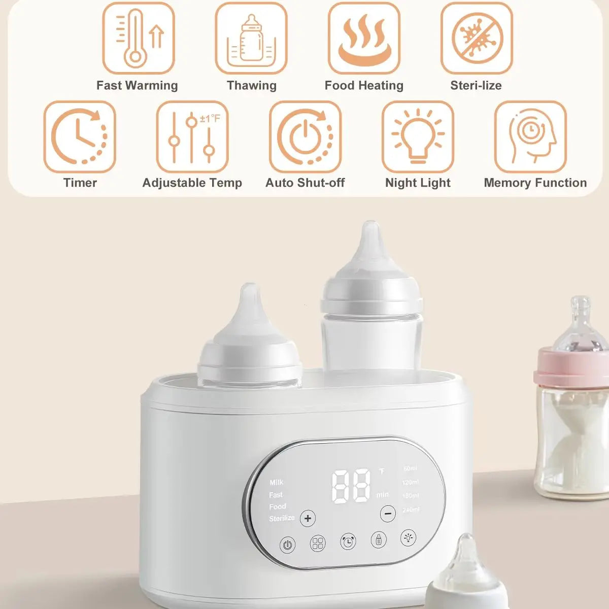Baby Bottle Warmer Dual Fast Heating Timer