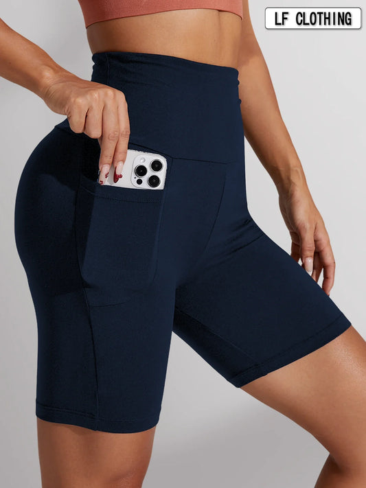CN Biker Shorts Women High Waisted Athletic With Pockets