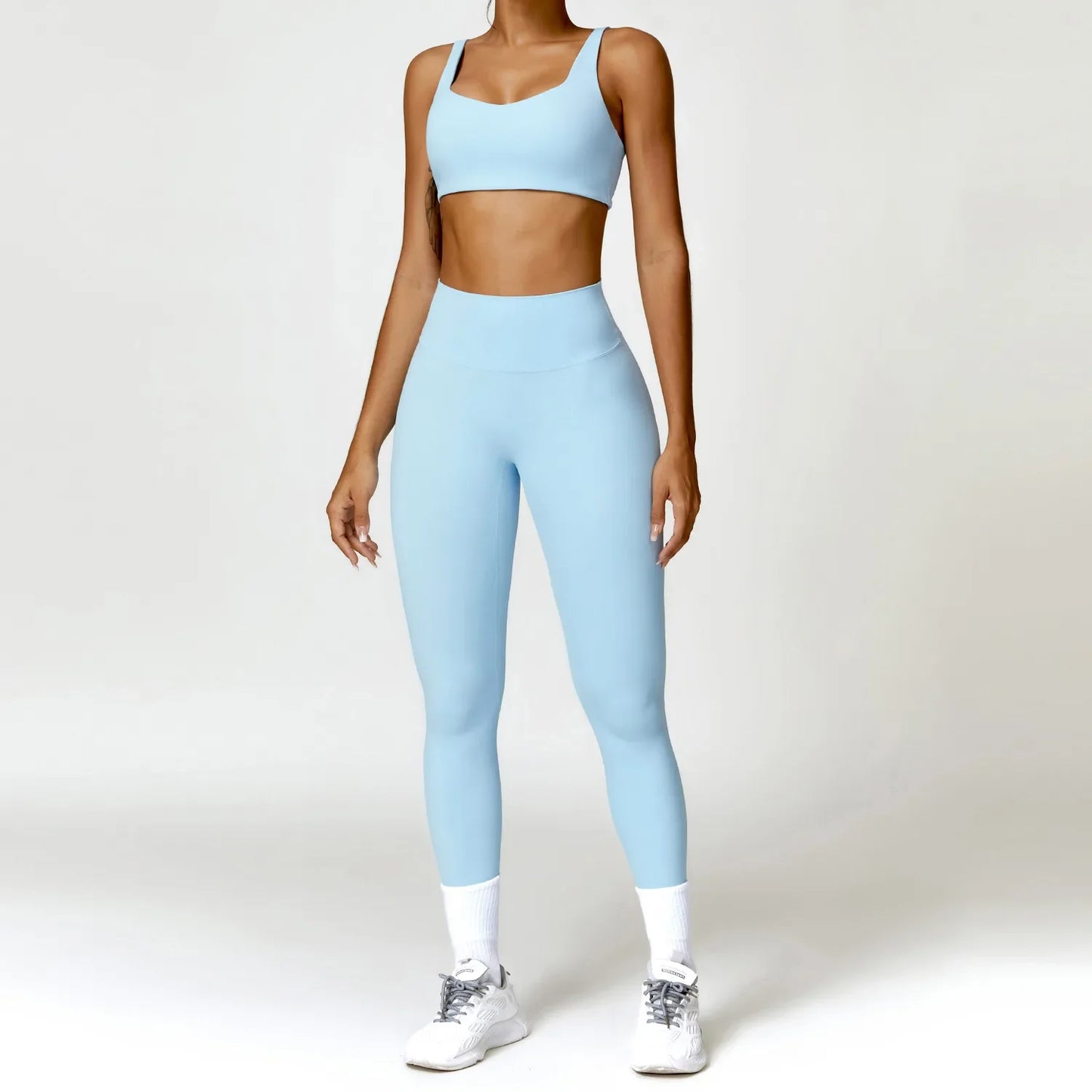 Women Two Piece Fitness Yoga Set Solid Color Gym Wear