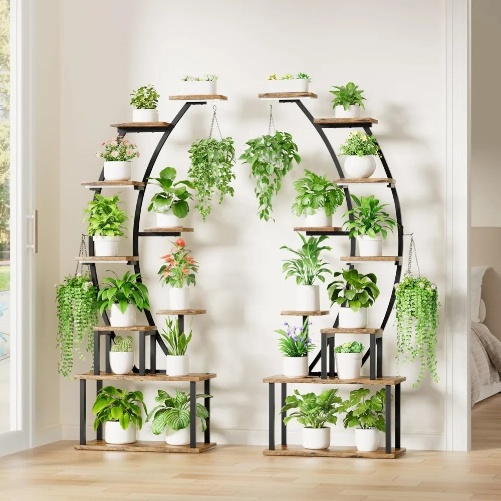 9 Tiered Plant Stand Indoor with Grow Lights, 64" Tall Plant Stand for Indoor Plants Multiple, Large Plant Rack Display Shelves