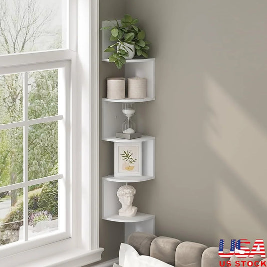 XMSJH Floating Corner Wall Mounted Composite Wood Shelves