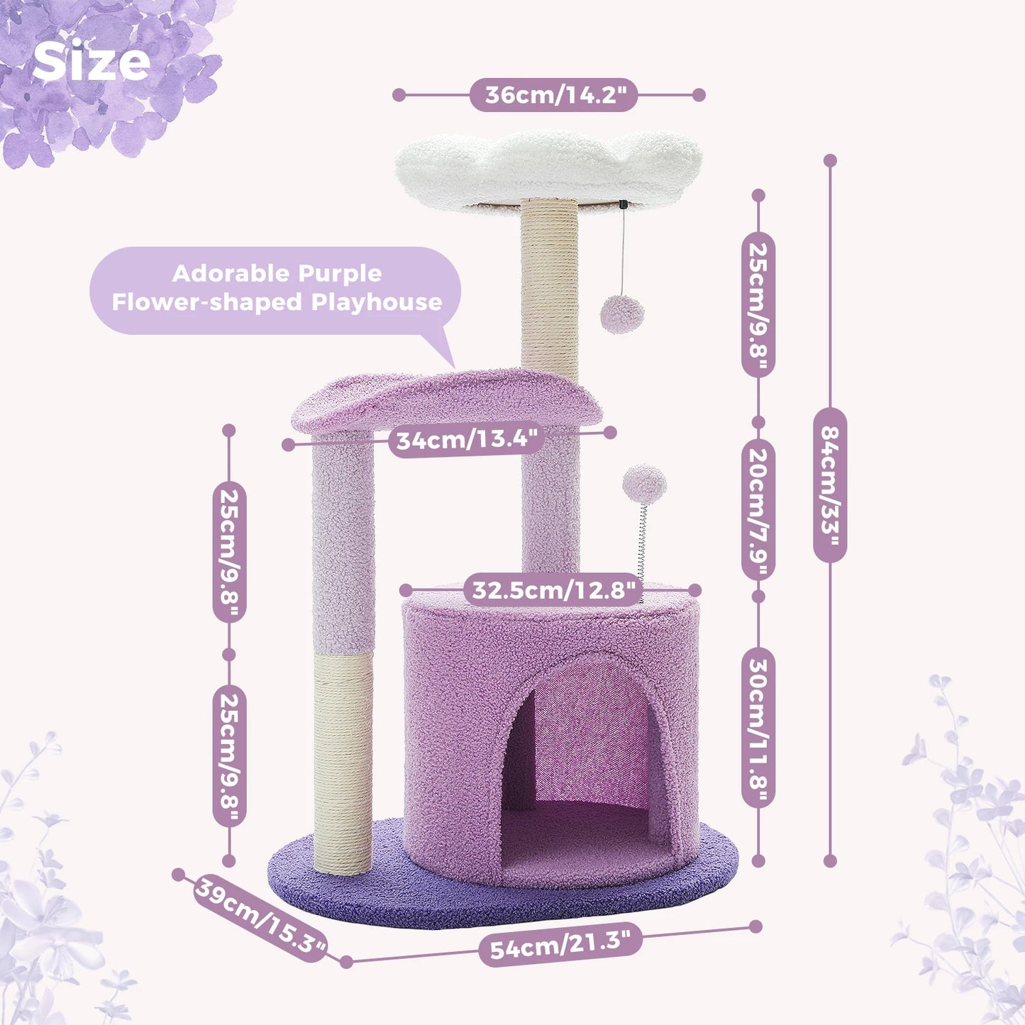 PEQULTICN Flower Cat Tree Indoor Cats Three Tier Tower