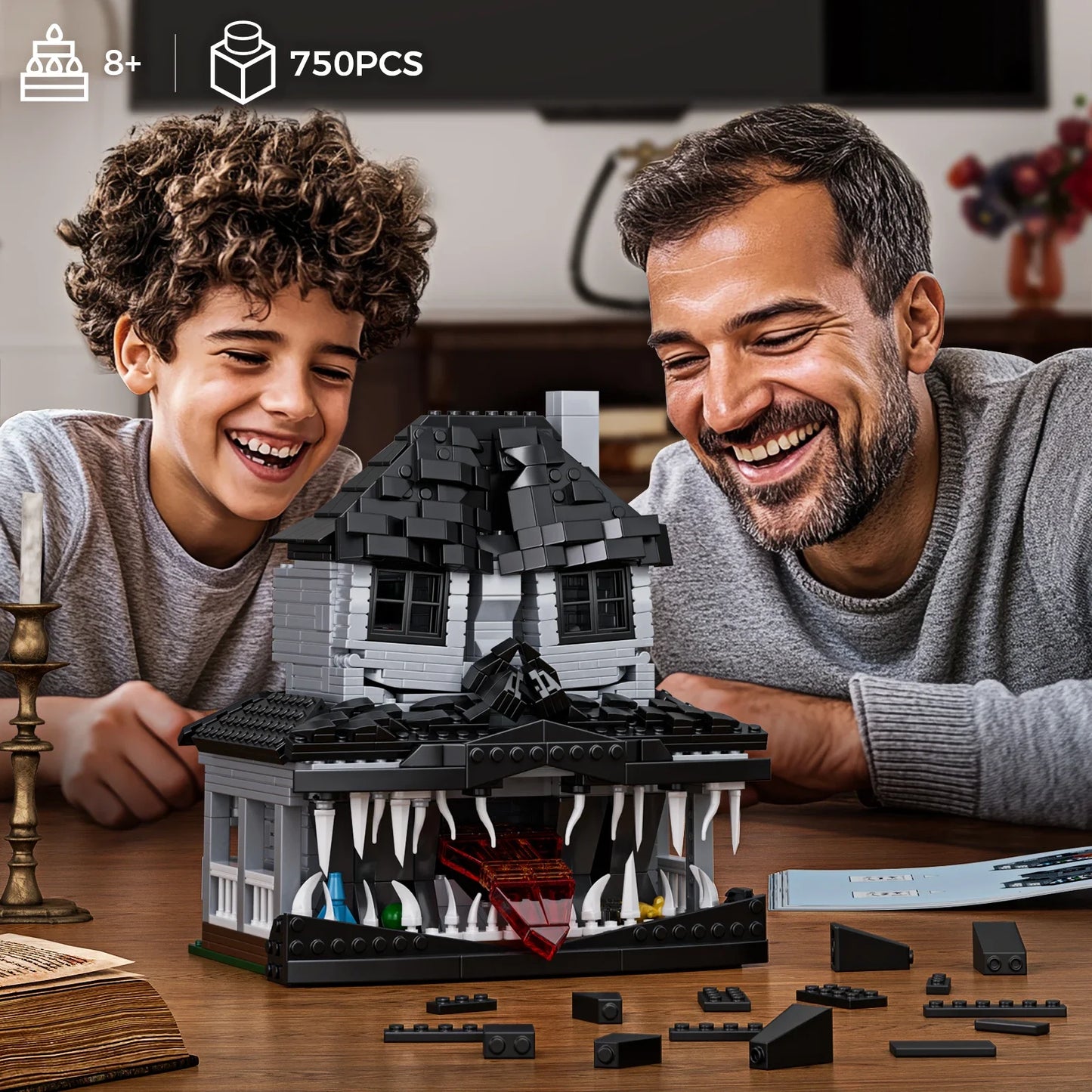 BuildMoc Haunted House LED Brick Model For Halloween Gifts
