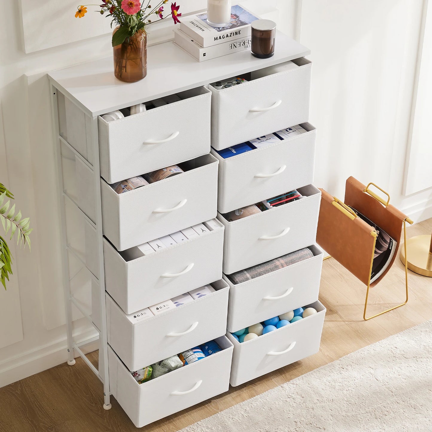 JHK Modern Wardrobe Cabinet With Fabric Drawers for Bedroom