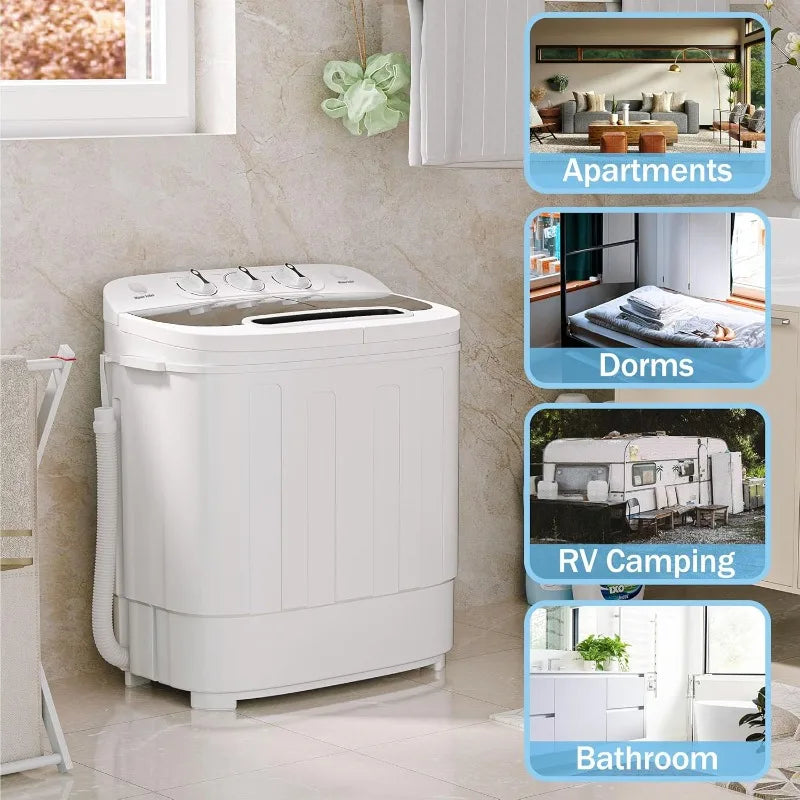 Compact Twin Tub Portable Washing Machine With Spin Cycle