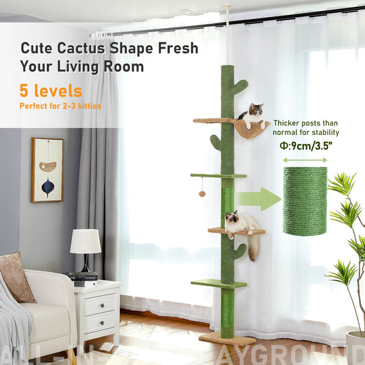 PAWZ Road Cat Tree 5Tier Floor to Ceiling Cactus Tower