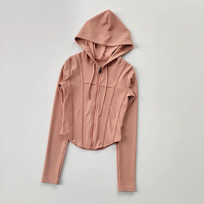 Womens Hooded Fitness Cardigan Quick Dry Sports Jacket
