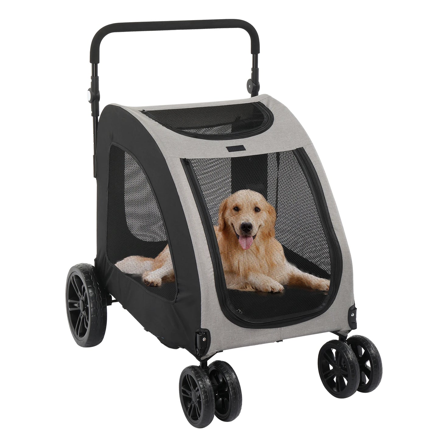 Dog Stroller Adjustable Handle Jogger Foldable Wagon 4Wheels