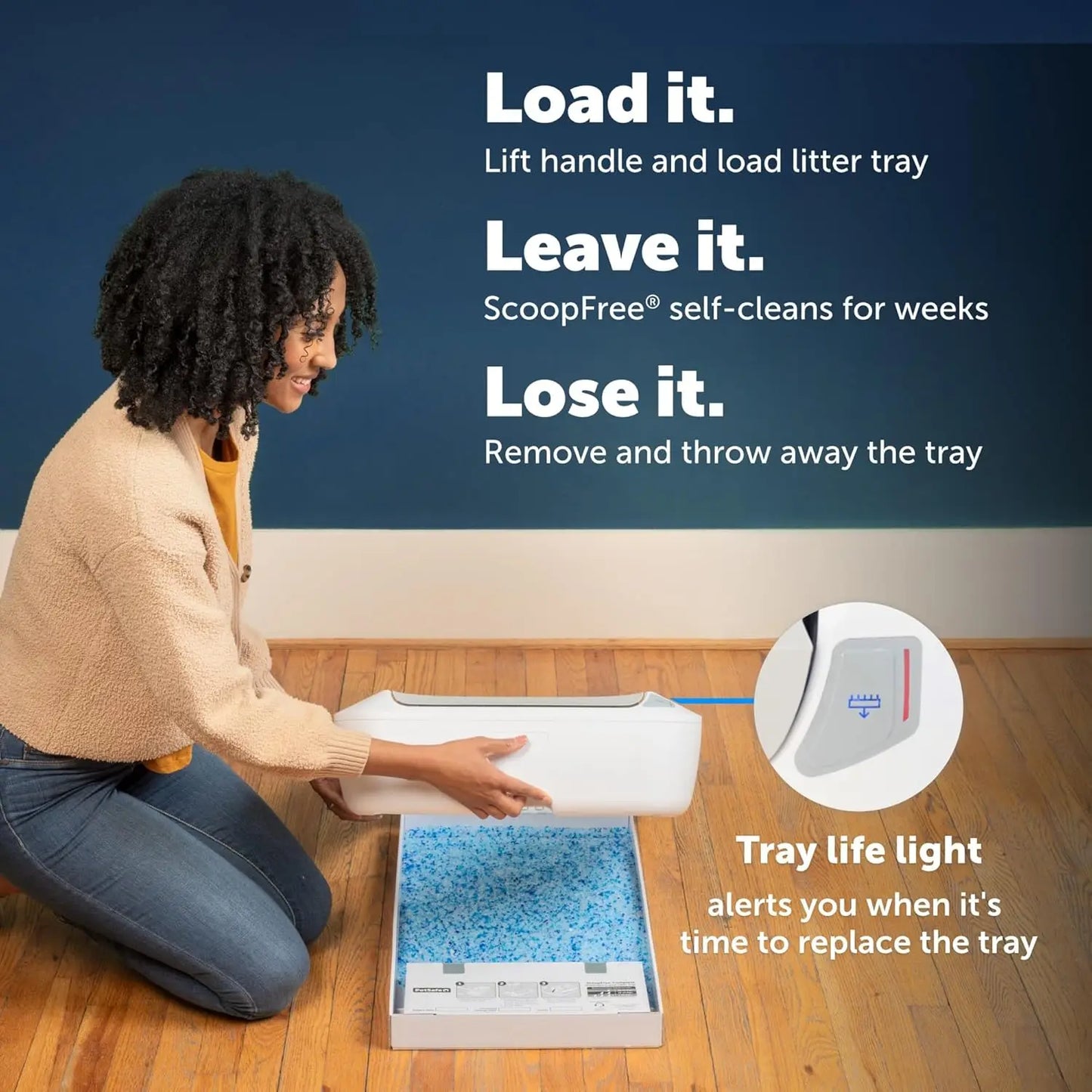 Automatic Self-Cleaning Cat Litter Box With Crystal Tray Odor Control