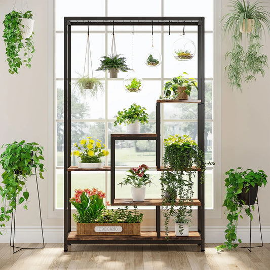 Tribesigns 5-Tier Indoor Plant Stand With Hooks