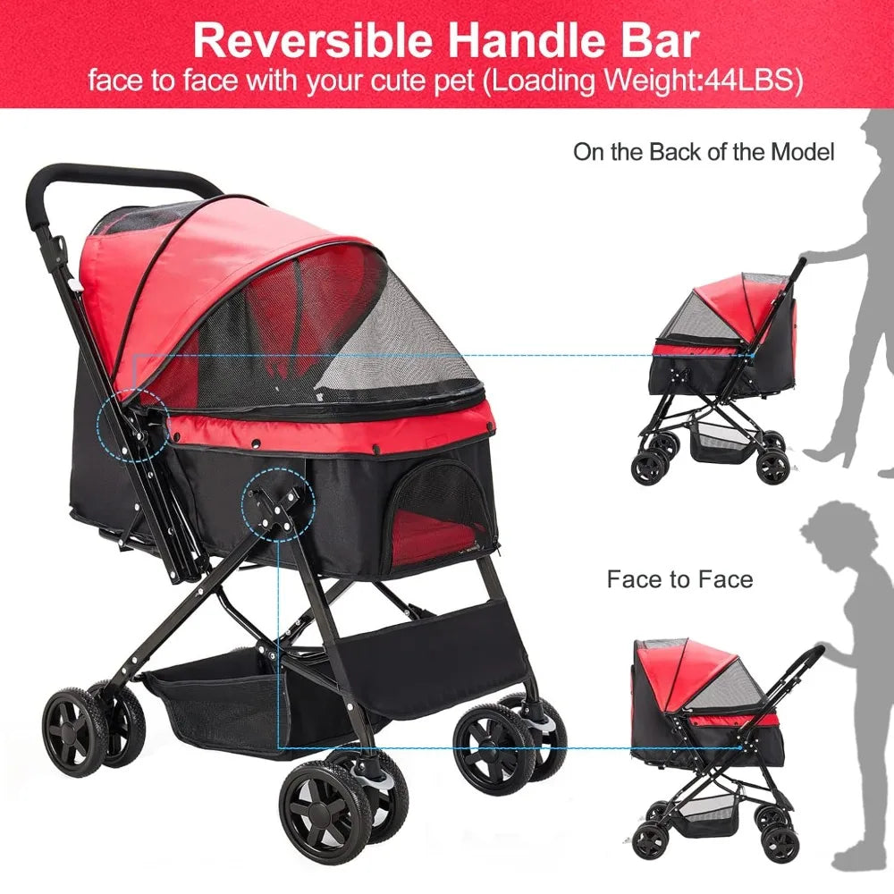 Dog Stroller For Cats And Dogs Convertible Compartment