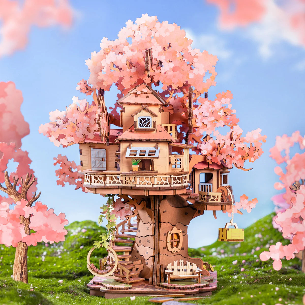 Robotime Sakura Tree House 3D Wooden Puzzle Kit For Adults