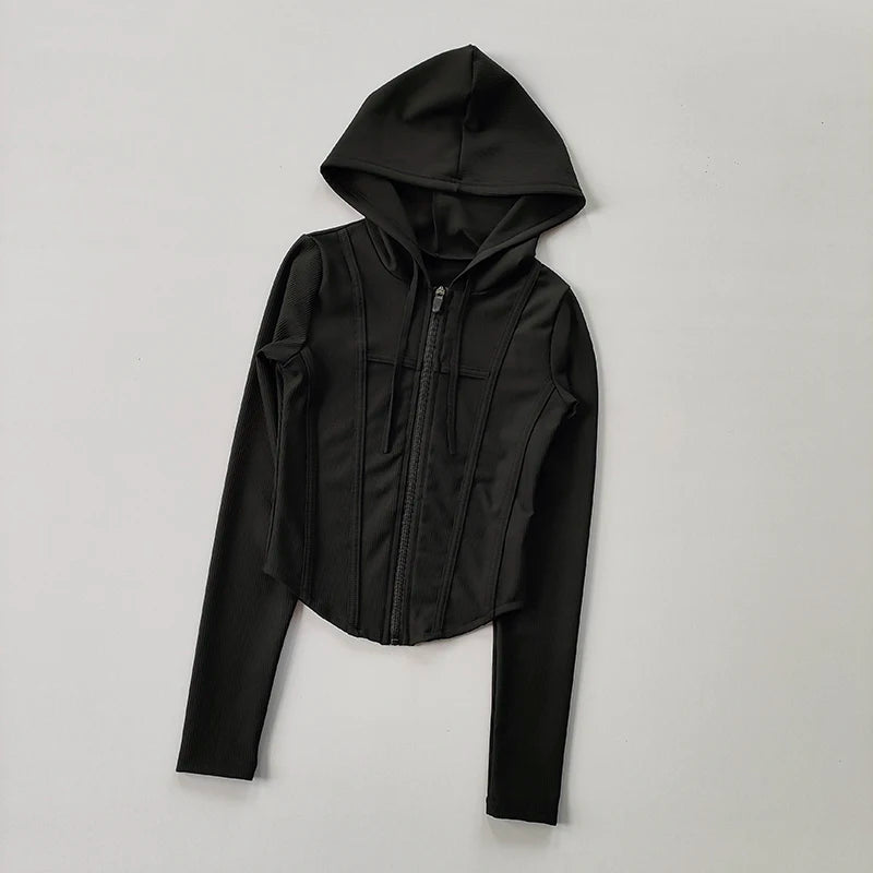 Womens Hooded Fitness Cardigan Quick Dry Sports Jacket