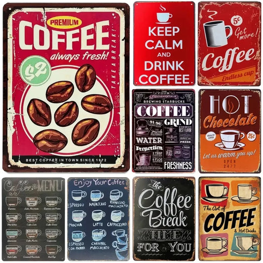 HELLOYOUNG Vintage Coffee Metal Wall Plaque For Home