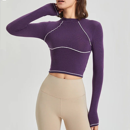 COZOKCN Long Sleeve Yoga Shirt Women Breathable Top