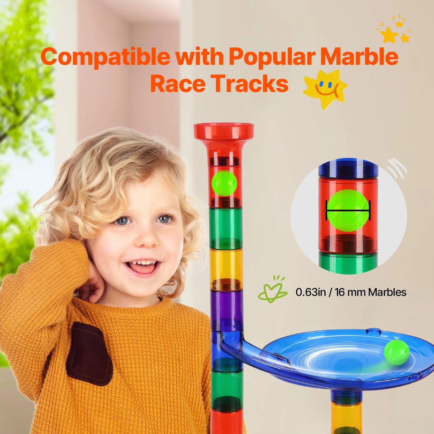 SucceBuy Marble Run Set With Glow In The Dark Marbles