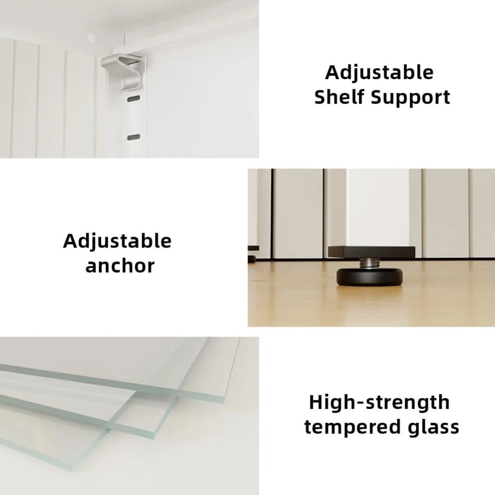 Color 5-Tier LED Glass Display Cabinet With Tempered Doors