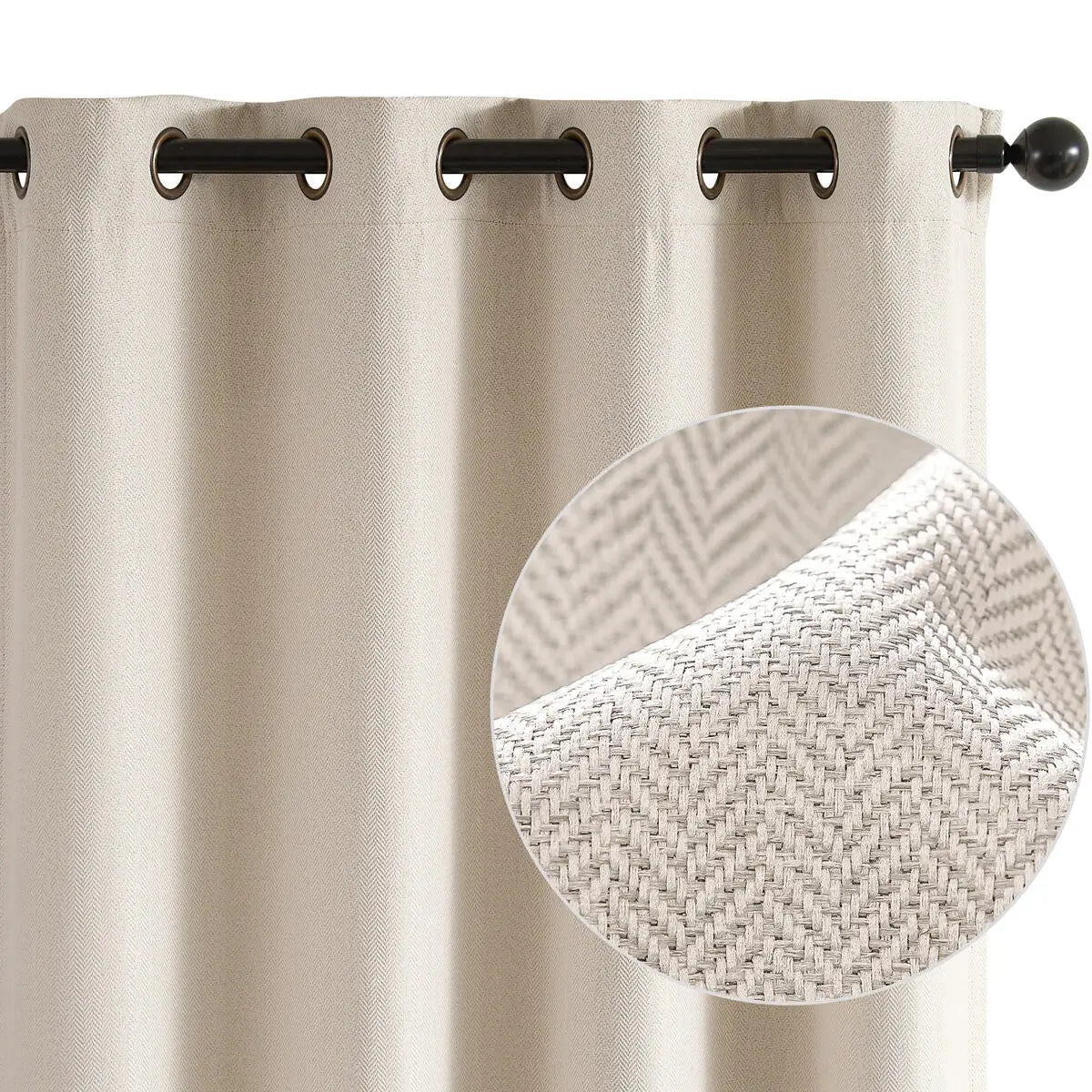 Jinchan Herringbone Grommet Curtains For Living Room