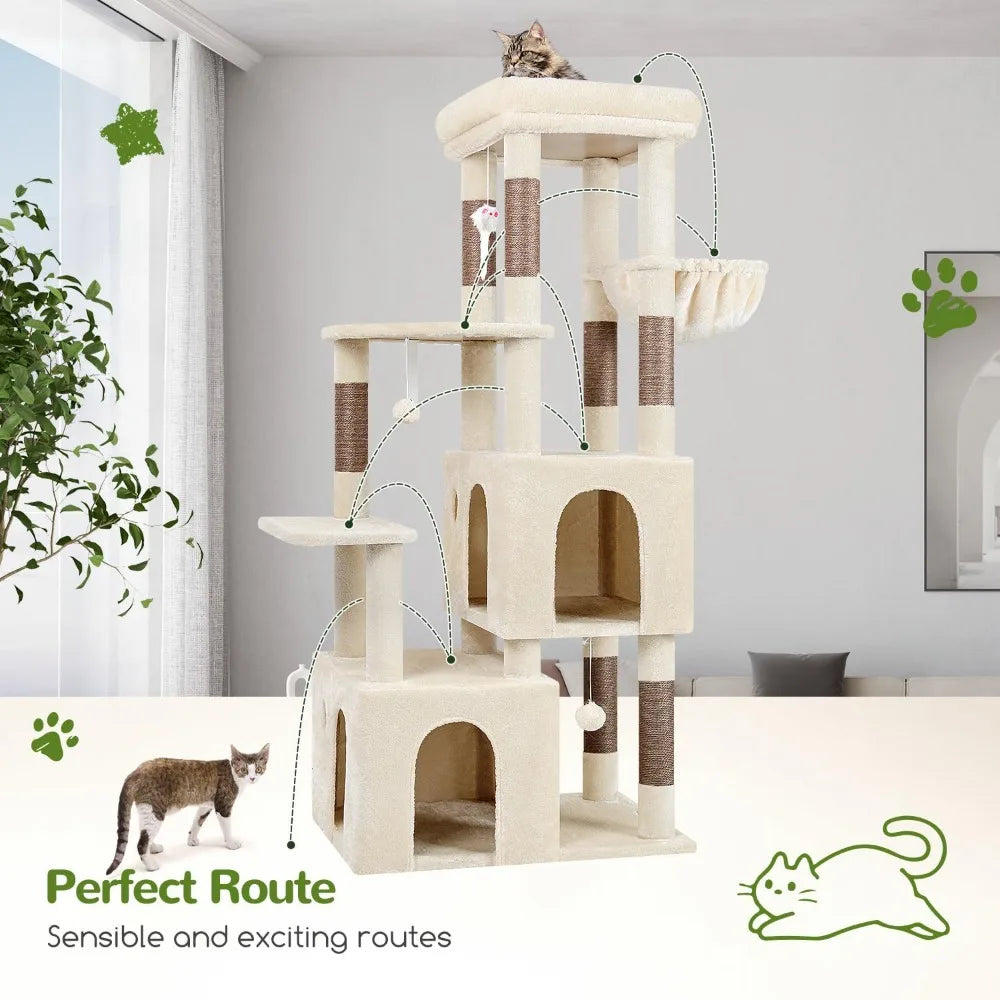 DAFIFY Sturdy Indoor Cat Tower With Scratching Posts