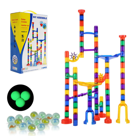 SucceBuy Marble Run Set With Glow In The Dark Marbles