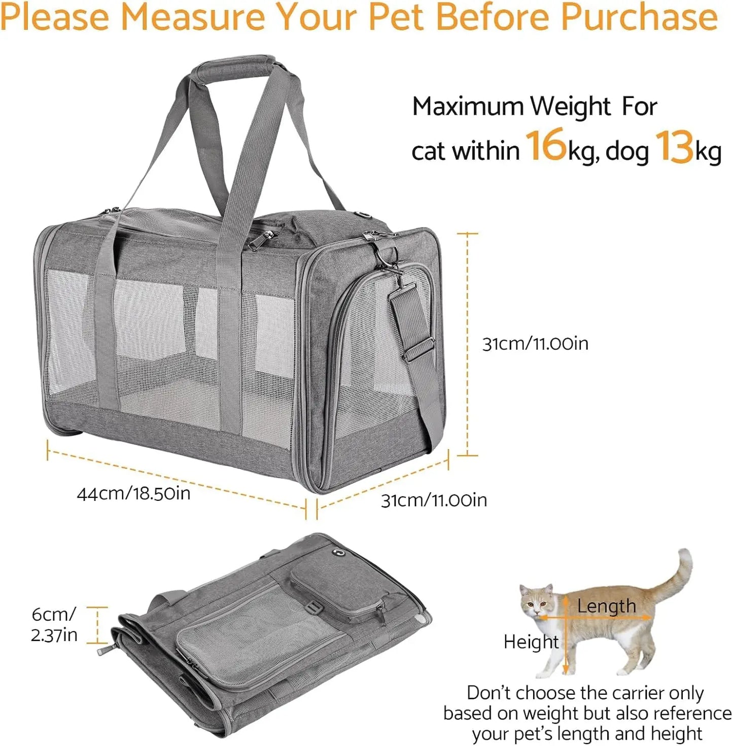 Breed Airline Approved Pet Carrier With Removable Board
