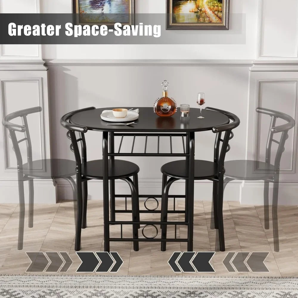 XMSJ Customizable 3-Piece Wooden Round Table and Chair Set