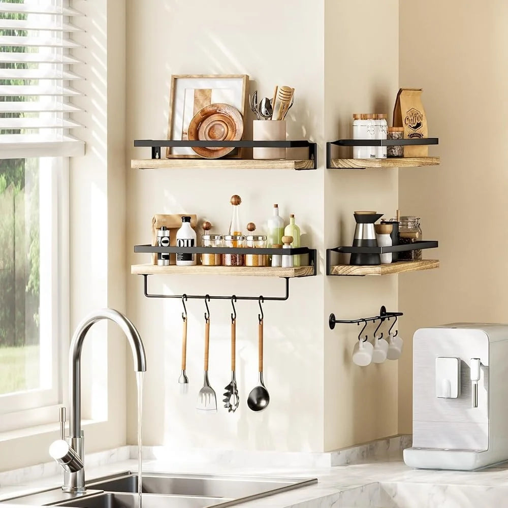 Hign Concerned Wall Mounted Wood Floating Shelves Set