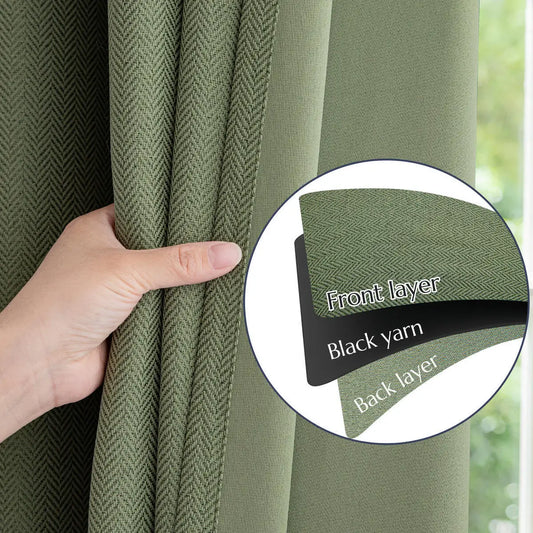Jinchan Herringbone Grommet Curtains For Living Room
