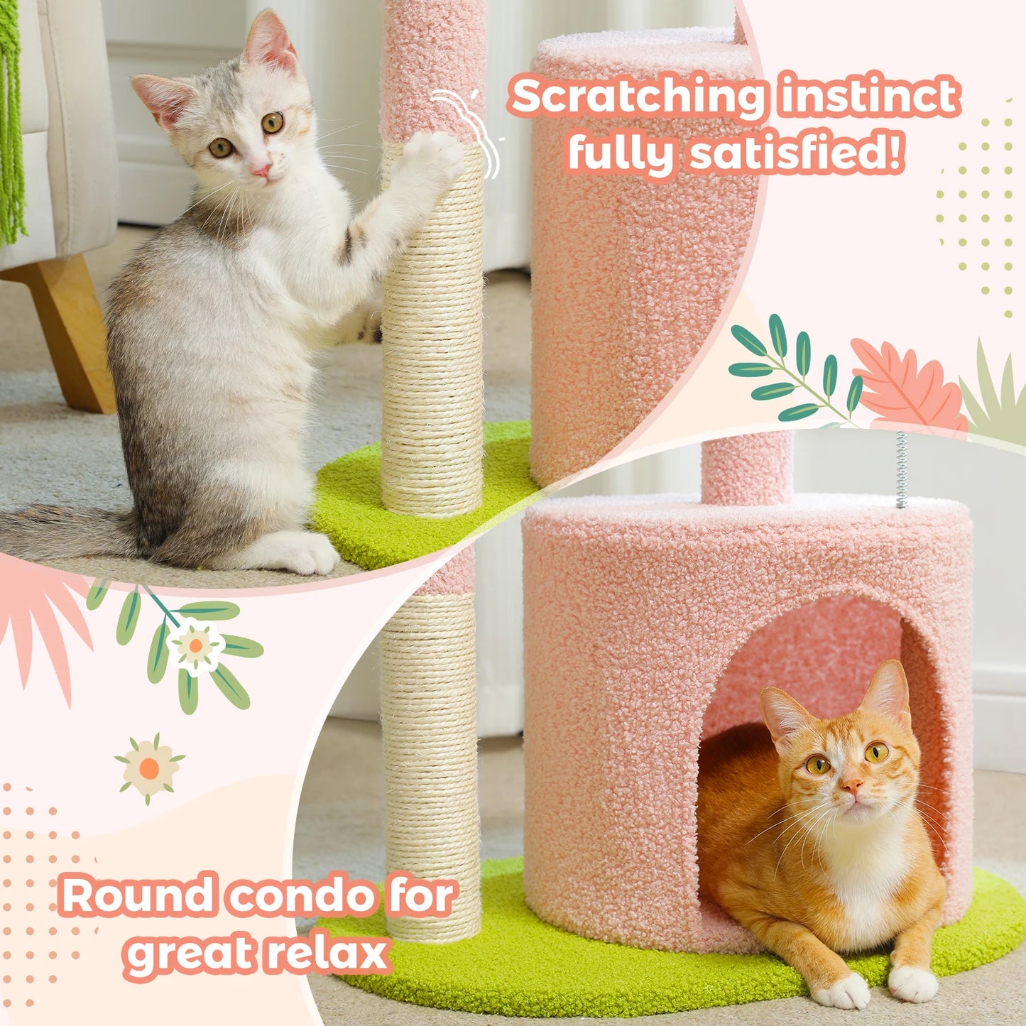 PEQULTICN Flower Cat Tree Indoor Cats Three Tier Tower