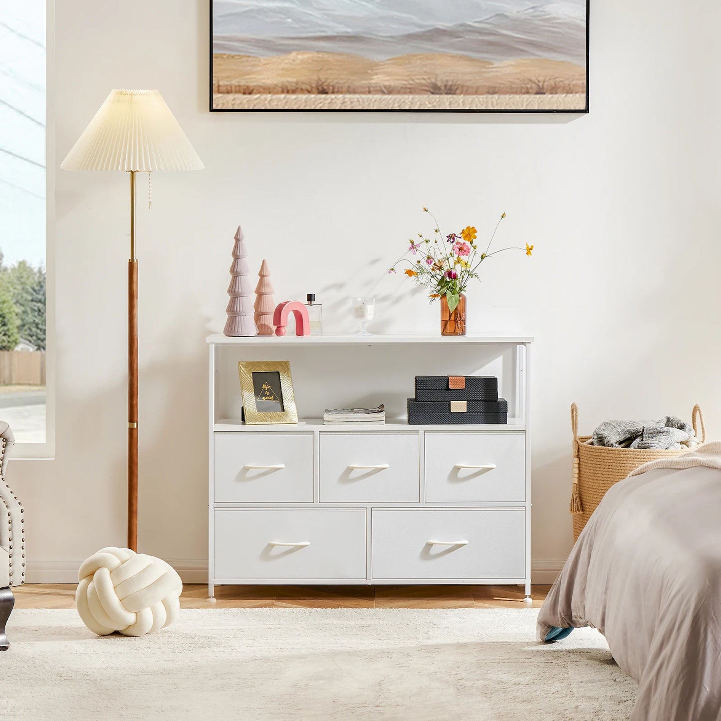 JHK Modern Wardrobe Cabinet With Fabric Drawers for Bedroom