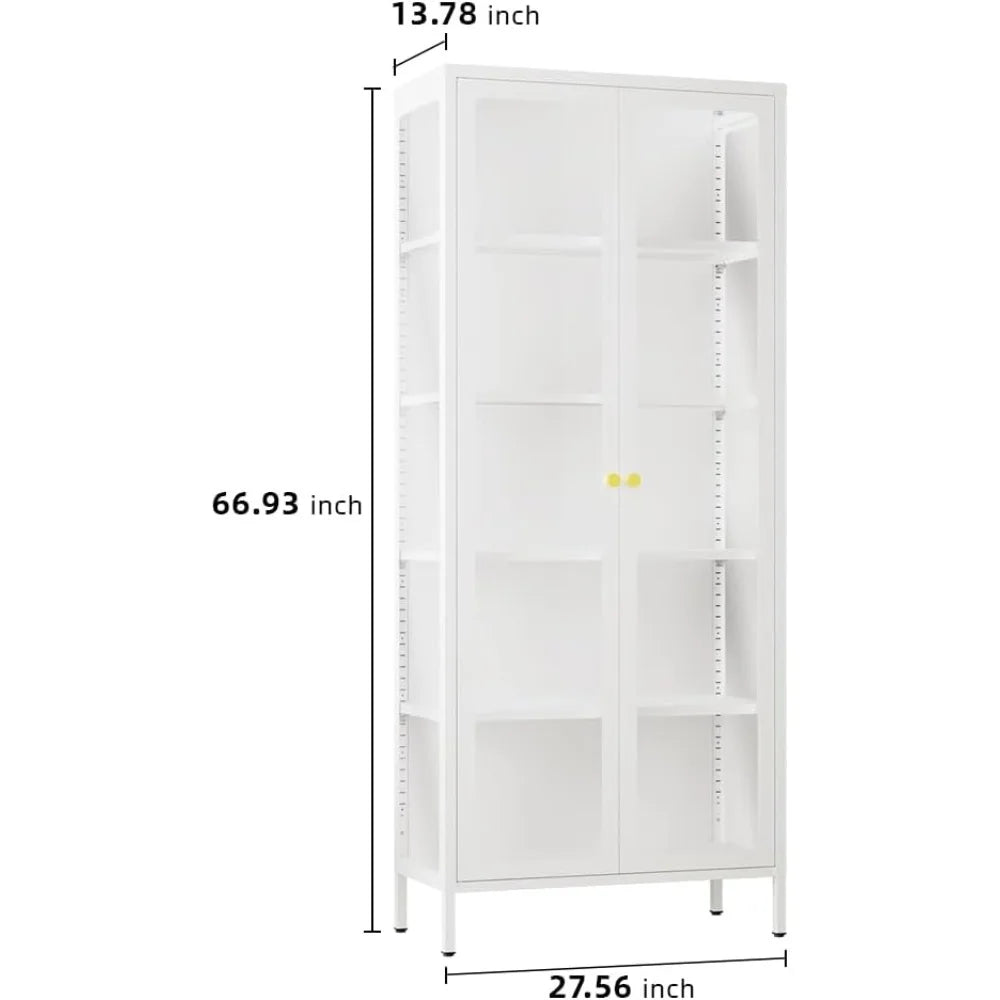 Color 5-Tier LED Glass Display Cabinet With Tempered Doors