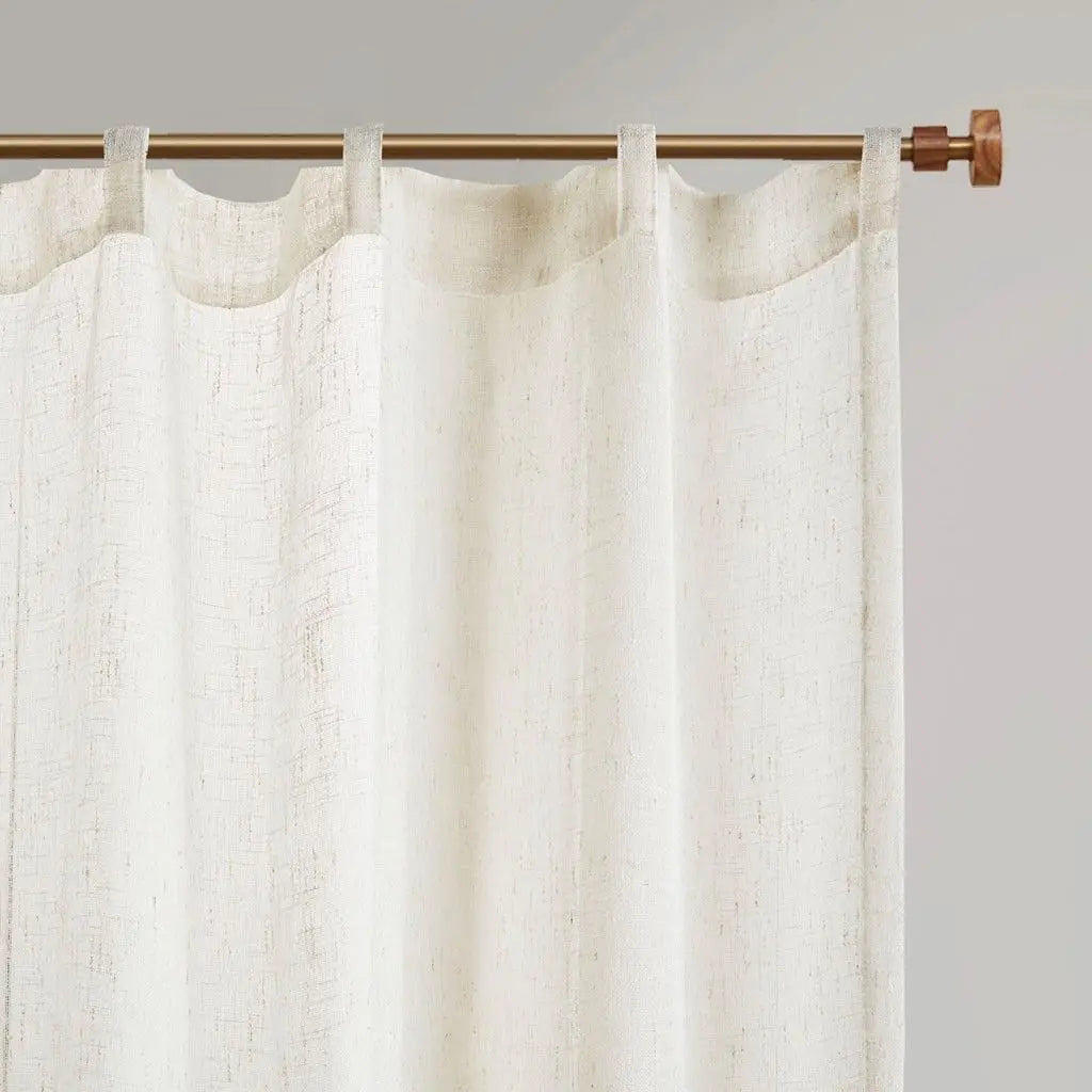 Linen Yarn Dye Sheer Curtain Panel Pair For Windows