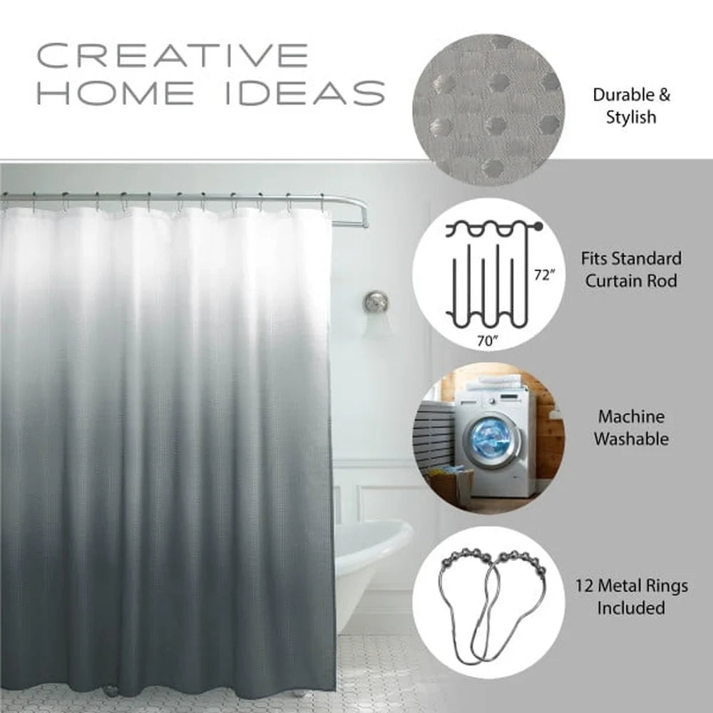 DUTRIEUX Ombre Textured Polyester Shower Curtain Set