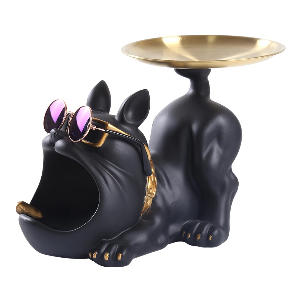 Shunmaii Decorative Pitbull Resin Sculpture Storage Tray