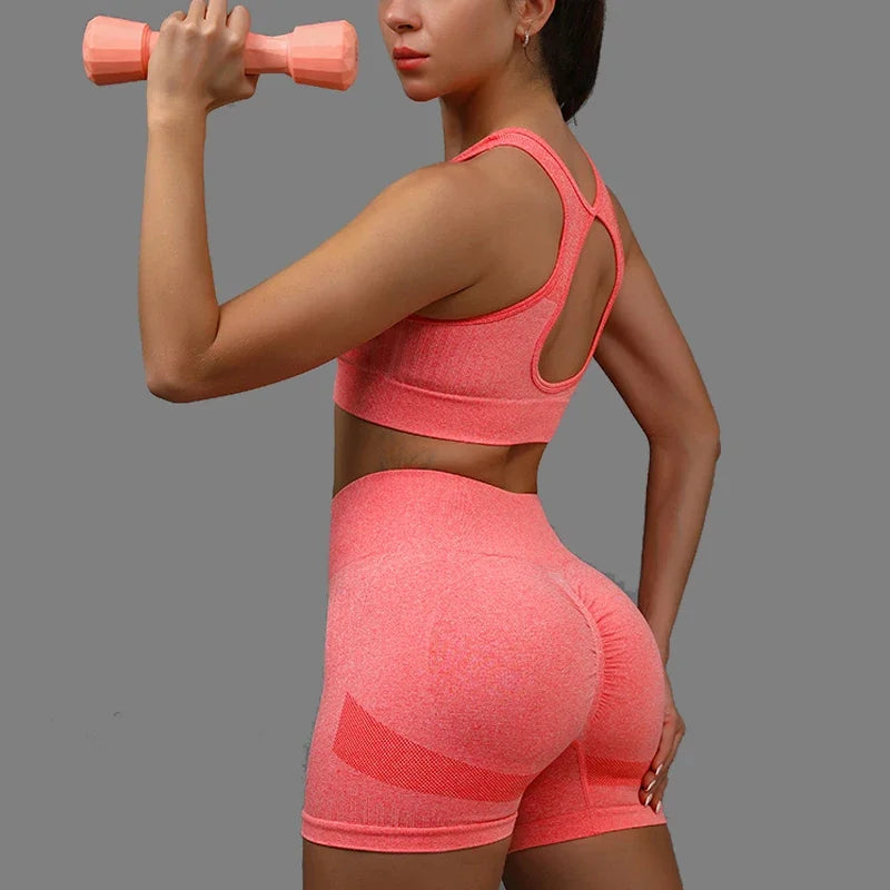 YTYIN 2 Piece Yoga Set Hollow Back Sports Bra Shorts