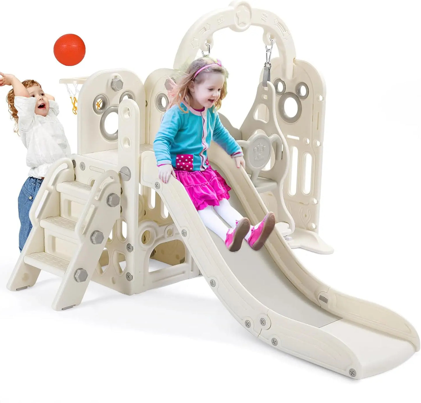 Swing Slide for Kids 6 in 1 Climber with Ball