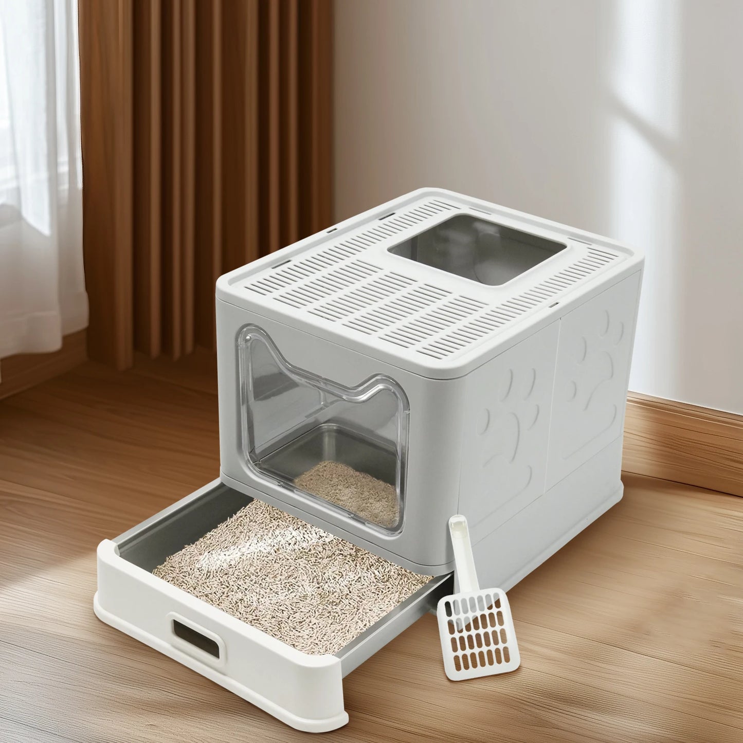 Bingopaw Stainless Steel Cat Litter Box with Lid