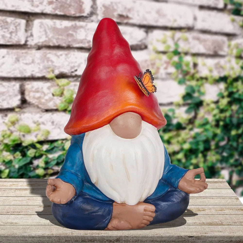 XMSJ Outdoor Meditating Gnome Statue Garden Decor