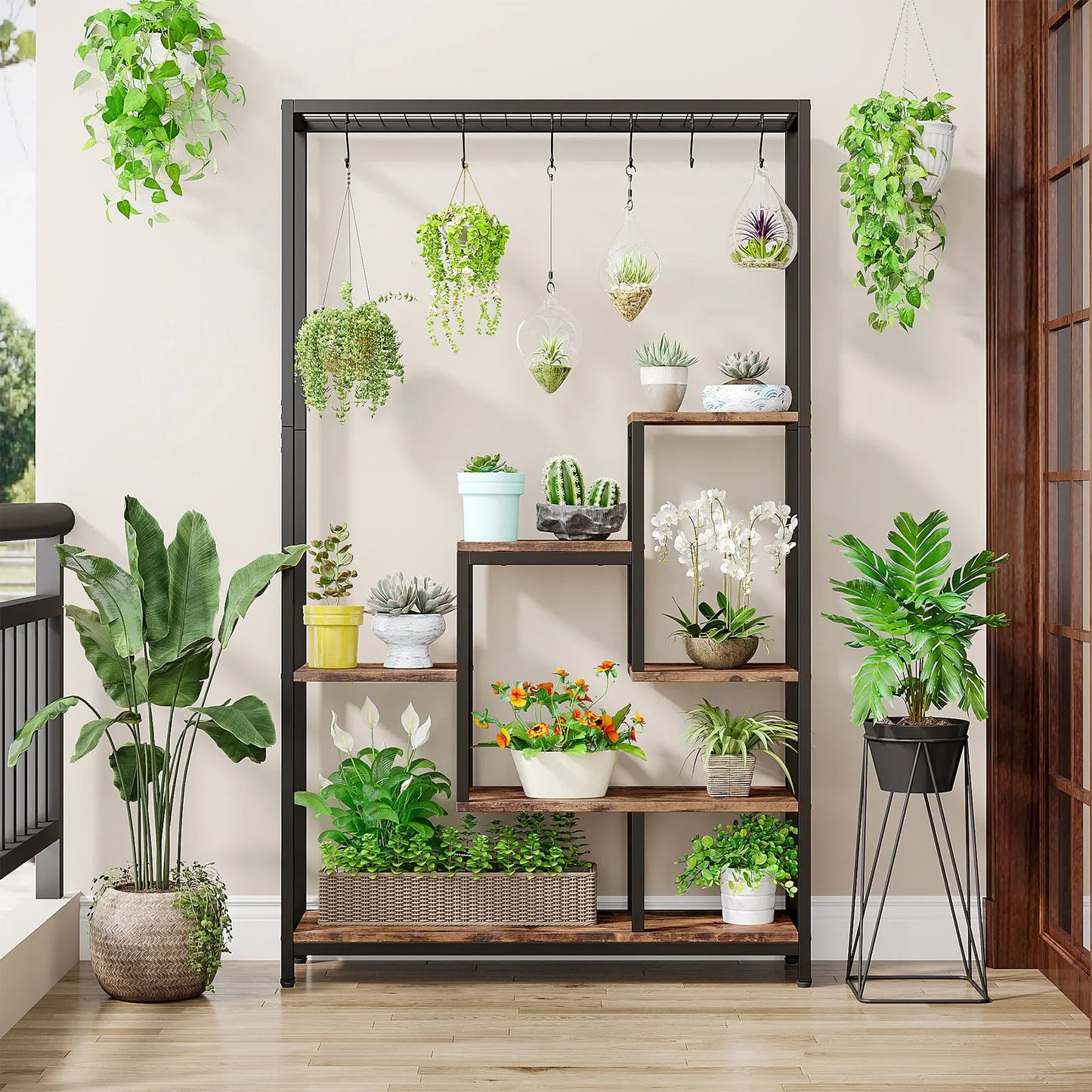 Tribesigns 5-Tier Indoor Plant Stand With Hooks