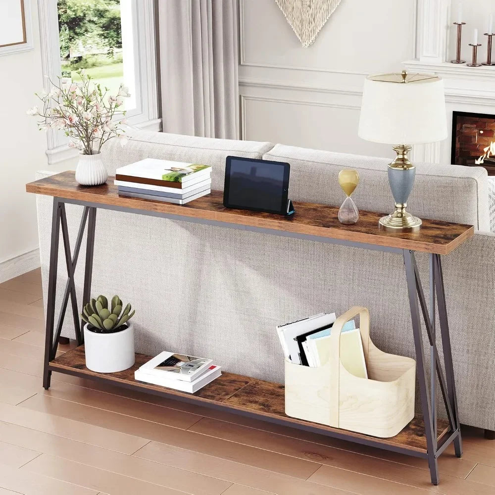 XMSJ Industrial Console Table For Entryway And Hallway