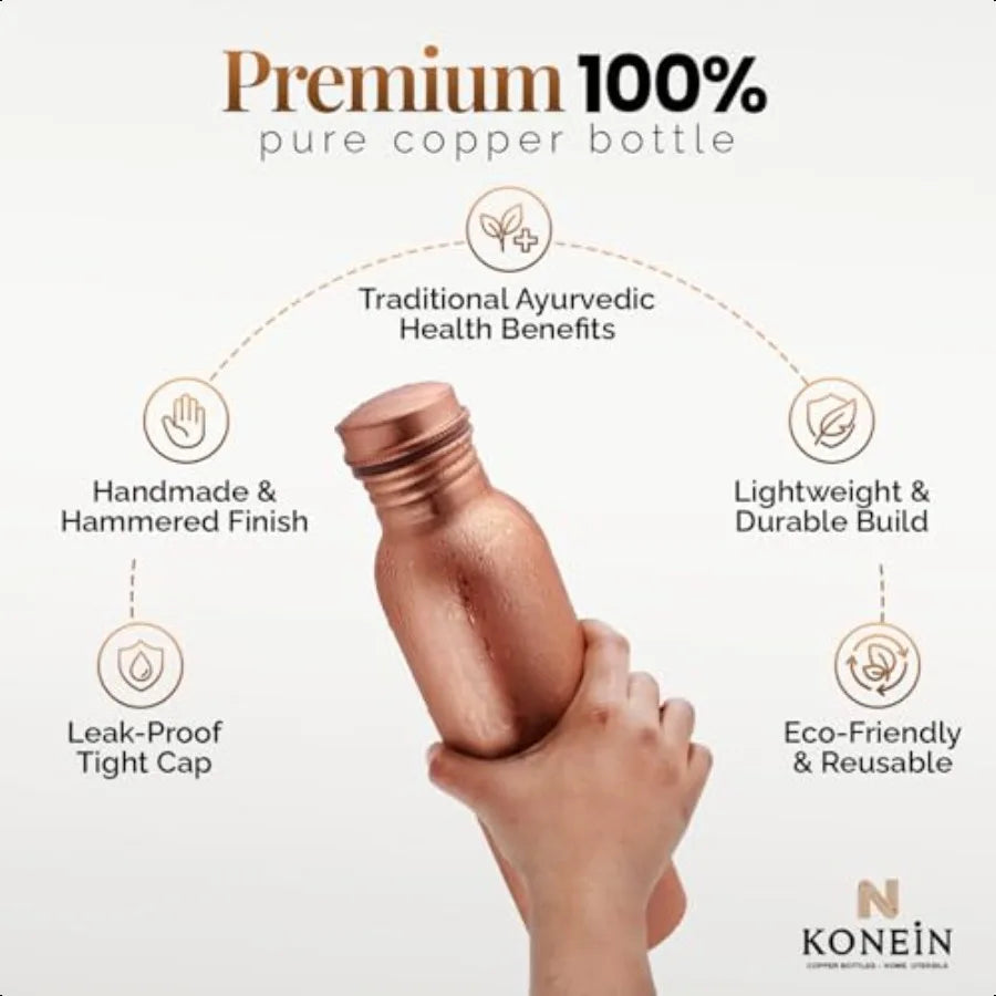 Copper Water Bottle Plain Classic Finish For Drinking Water