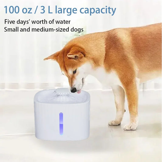 White Pet Fountain 100 oz / 3 L Pet Fountain Dog Water Fountain Automatic Shut off  Cat Water Fountain Pet gift 6 Filters