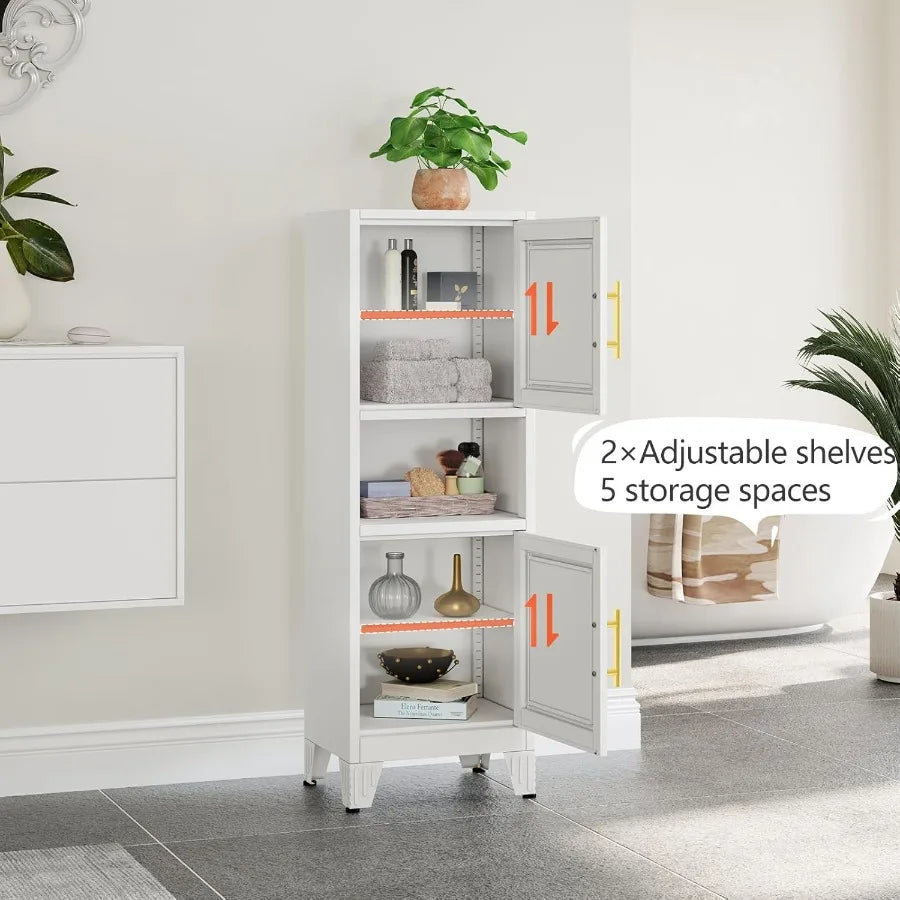 Hign-concerned Metal Bathroom Storage Cabinet With Adjustable Shelves