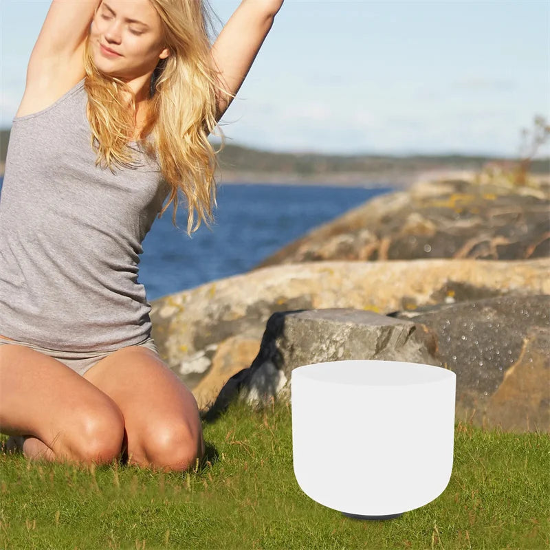 Hign Concerned Frosted Quartz Heart Chakra Singing Bowl